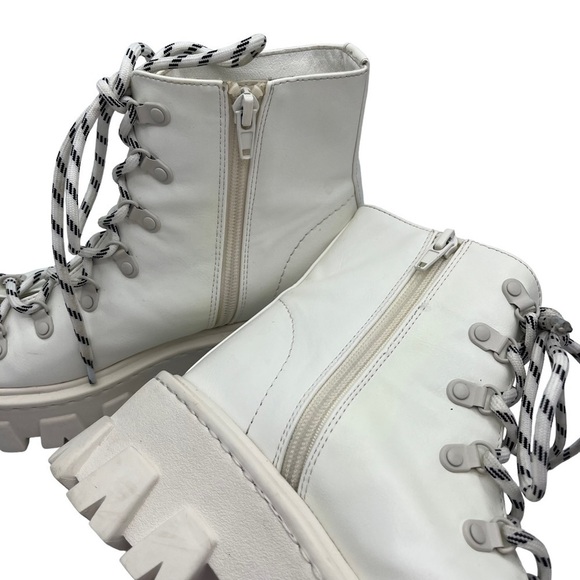 Moussy Open Toe Chunky Boots White Lace Up Ankle US 7 Combat Style - Picture 16 of 16